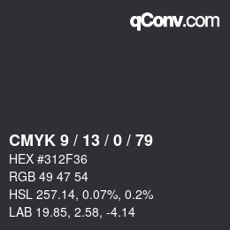 Color code: CMYK 9 / 13 / 0 / 79 | qconv.com