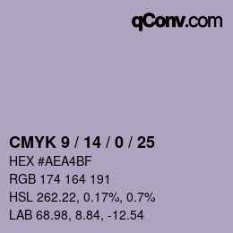 颜色代码: CMYK 9 / 14 / 0 / 25 | qconv.com