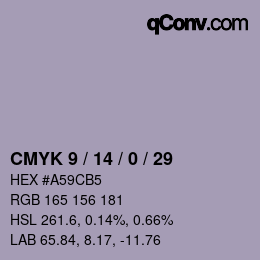 Color code: CMYK 9 / 14 / 0 / 29 | qconv.com