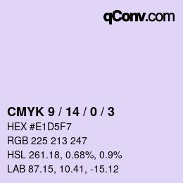 カラーコード: CMYK 9 / 14 / 0 / 3 | qconv.com