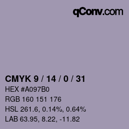 Código de color: CMYK 9 / 14 / 0 / 31 | qconv.com