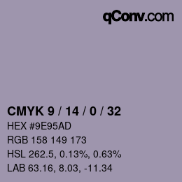 颜色代码: CMYK 9 / 14 / 0 / 32 | qconv.com