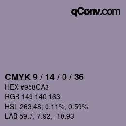 Color code: CMYK 9 / 14 / 0 / 36 | qconv.com