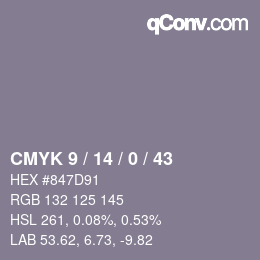 Color code: CMYK 9 / 14 / 0 / 43 | qconv.com