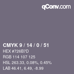 Color code: CMYK 9 / 14 / 0 / 51 | qconv.com
