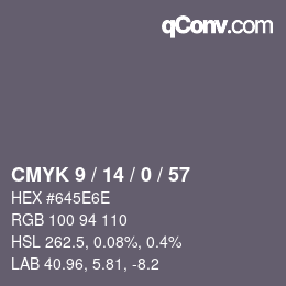 カラーコード: CMYK 9 / 14 / 0 / 57 | qconv.com