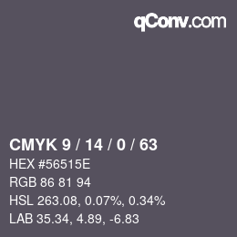 Color code: CMYK 9 / 14 / 0 / 63 | qconv.com