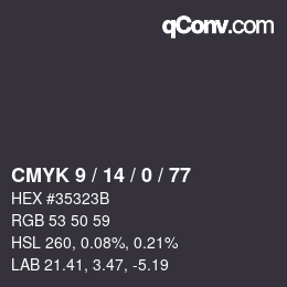 Color code: CMYK 9 / 14 / 0 / 77 | qconv.com