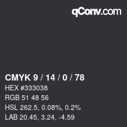 Color code: CMYK 9 / 14 / 0 / 78 | qconv.com