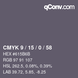 Color code: CMYK 9 / 15 / 0 / 58 | qconv.com