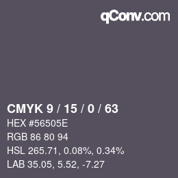 Código de color: CMYK 9 / 15 / 0 / 63 | qconv.com