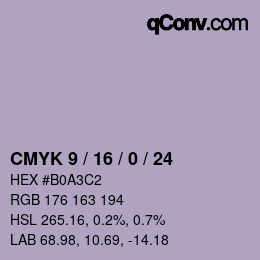 カラーコード: CMYK 9 / 16 / 0 / 24 | qconv.com