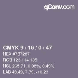 Código de color: CMYK 9 / 16 / 0 / 47 | qconv.com