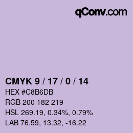カラーコード: CMYK 9 / 17 / 0 / 14 | qconv.com