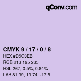 颜色代码: CMYK 9 / 17 / 0 / 8 | qconv.com