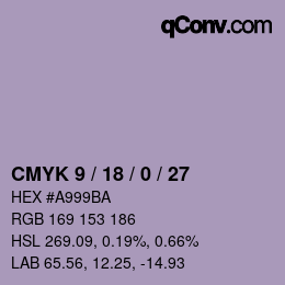カラーコード: CMYK 9 / 18 / 0 / 27 | qconv.com