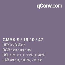 Farbcode: CMYK 9 / 19 / 0 / 47 | qconv.com