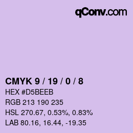カラーコード: CMYK 9 / 19 / 0 / 8 | qconv.com