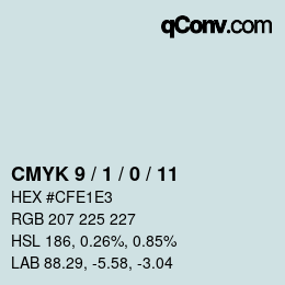 カラーコード: CMYK 9 / 1 / 0 / 11 | qconv.com