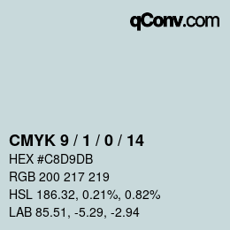颜色代码: CMYK 9 / 1 / 0 / 14 | qconv.com