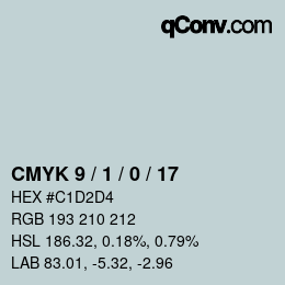 颜色代码: CMYK 9 / 1 / 0 / 17 | qconv.com