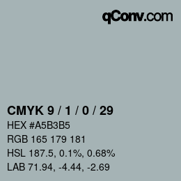 Farbcode: CMYK 9 / 1 / 0 / 29 | qconv.com
