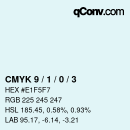 Farbcode: CMYK 9 / 1 / 0 / 3 | qconv.com