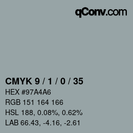 Color code: CMYK 9 / 1 / 0 / 35 | qconv.com