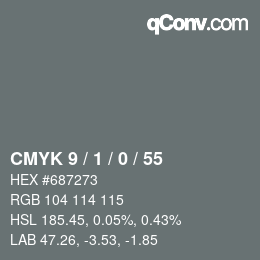 Color code: CMYK 9 / 1 / 0 / 55 | qconv.com
