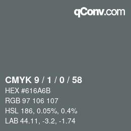 カラーコード: CMYK 9 / 1 / 0 / 58 | qconv.com