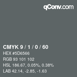 カラーコード: CMYK 9 / 1 / 0 / 60 | qconv.com