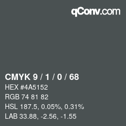 颜色代码: CMYK 9 / 1 / 0 / 68 | qconv.com