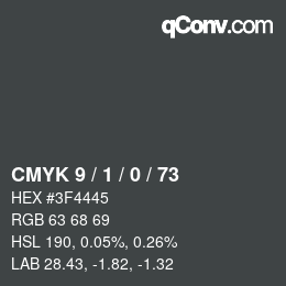 Código de color: CMYK 9 / 1 / 0 / 73 | qconv.com