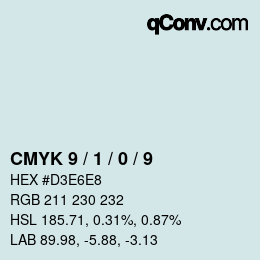 カラーコード: CMYK 9 / 1 / 0 / 9 | qconv.com