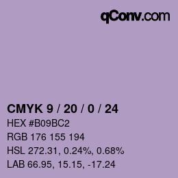 颜色代码: CMYK 9 / 20 / 0 / 24 | qconv.com