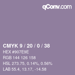 Code couleur: CMYK 9 / 20 / 0 / 38 | qconv.com