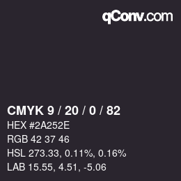 Color code: CMYK 9 / 20 / 0 / 82 | qconv.com