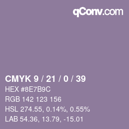 Color code: CMYK 9 / 21 / 0 / 39 | qconv.com