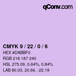 Farbcode: CMYK 9 / 22 / 0 / 6 | qconv.com
