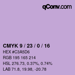 颜色代码: CMYK 9 / 23 / 0 / 16 | qconv.com