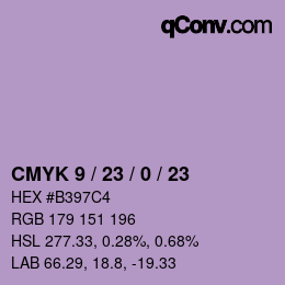 カラーコード: CMYK 9 / 23 / 0 / 23 | qconv.com