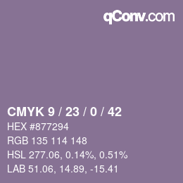 Color code: CMYK 9 / 23 / 0 / 42 | qconv.com