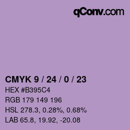 カラーコード: CMYK 9 / 24 / 0 / 23 | qconv.com