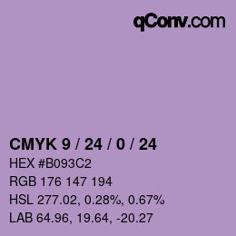 カラーコード: CMYK 9 / 24 / 0 / 24 | qconv.com