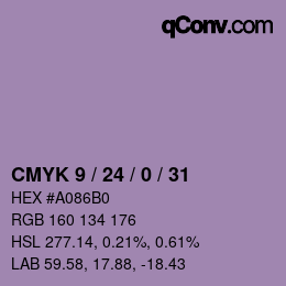 颜色代码: CMYK 9 / 24 / 0 / 31 | qconv.com