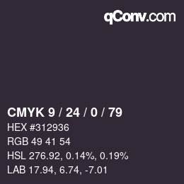 カラーコード: CMYK 9 / 24 / 0 / 79 | qconv.com
