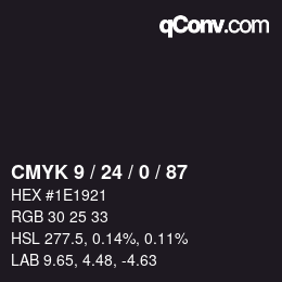 カラーコード: CMYK 9 / 24 / 0 / 87 | qconv.com