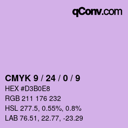 カラーコード: CMYK 9 / 24 / 0 / 9 | qconv.com