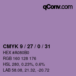 カラーコード: CMYK 9 / 27 / 0 / 31 | qconv.com