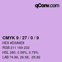 カラーコード: CMYK 9 / 27 / 0 / 9 | qconv.com